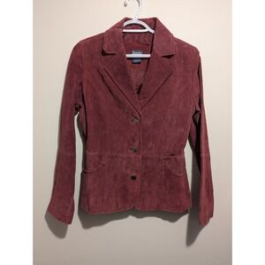 Vintage 90s b.u.m. Equipment Womens Red Leather Suede Lined Jacket Blazer Size S